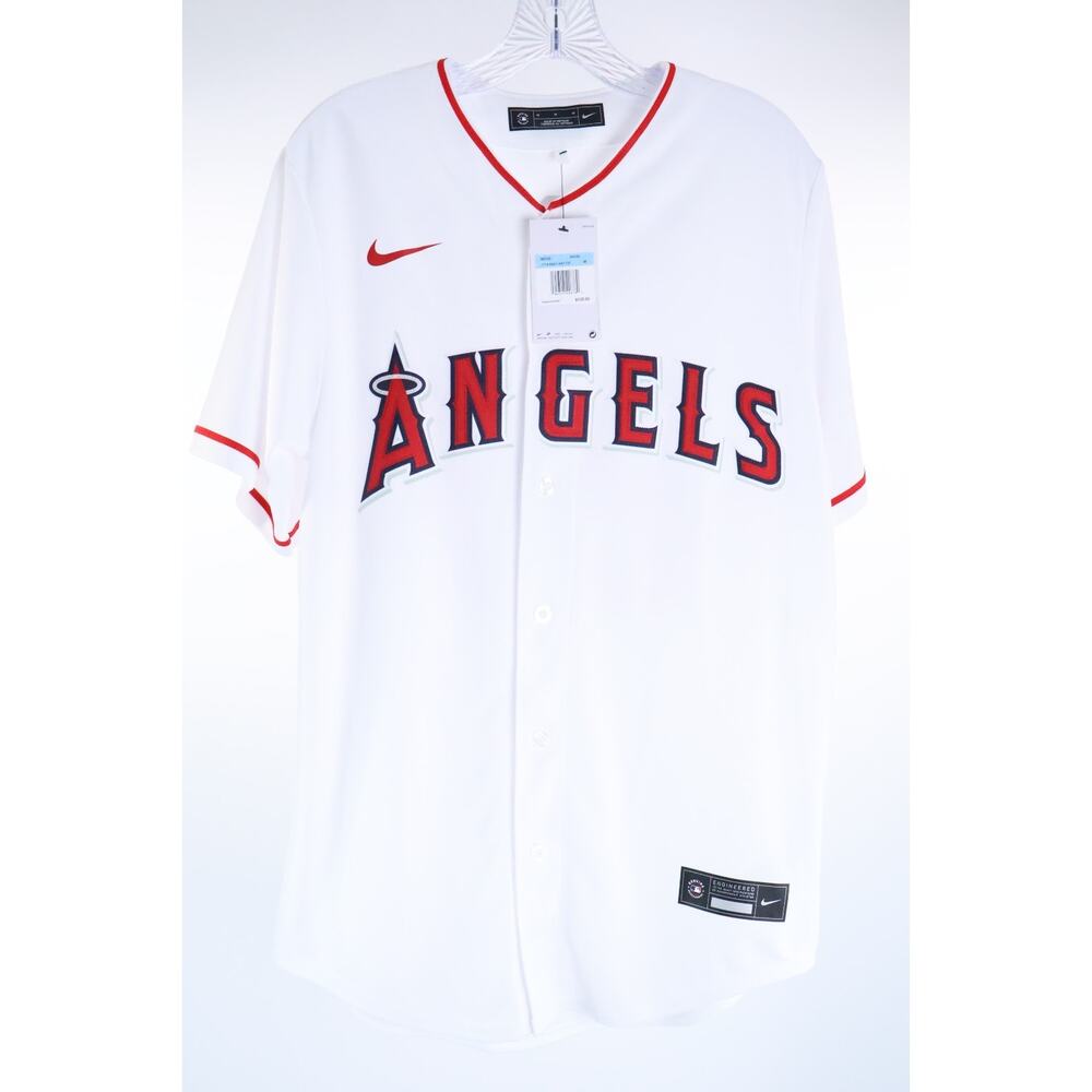 Nike Los Angeles Angels Trout Home White Jersey Men's Size Medium New Read